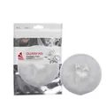 White plush baby powder puff with satin bow ribbon in transparent zipper bag - Bag Packaging / White