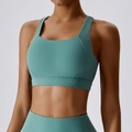 Completo sportivo blu teal con reggiseno e leggings a vita alta per yoga - Teal