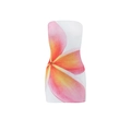Slim fit tube mini dress featuring white base and orange-pink plumeria floral print - M / Pattern Six (Large Floral)