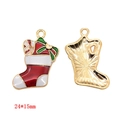 Christmas stocking DIY alloy charm in red and white enamel with golden metal base - Christmas Stocking (A3-086)