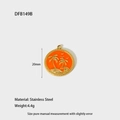 Detail of 20mm stainless steel tropical palm tree pendant with orange enamel and gold trim - Orange Sunset Round Pendant