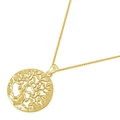 Collana vintage dorata con ciondolo circolare Albero della Vita e catenina sottile - Albero della Vita / Stile B Oro