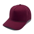 Burgundy laser-cut breathable baseball cap with decorative rope and mesh panels - M (56-58cm) / Burgundy