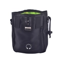Portable black nylon pet training treat bag with green interior and drawstring closure - 13*6*18cm / Black