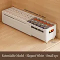 White expandable kitchen drawer organizer box for cabinet storage 28-48cm range - Small/1 Pack / Elegant White
