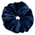 Deep blue velvet oversized scrunchie for women with high-quality soft pleated fabric - Navy Blue