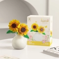 Miniature building block sunflower set with white vase and premium gift packaging - Sunflower(M3184)