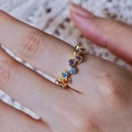 Rainbow gemstone gold stackable ring with colorful crystals and bubble setting - Adjustable Open / Gold Bubble Setting Rainbow Gems (J5804)
