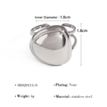 Lava style stainless steel open ring in silver finish without plating SR020111-S - Rounded Abstract Shape (SR020111-S)