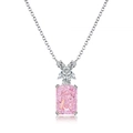 Collana in argento S925 con pendente rettangolare in zircone rosa su sfondo bianco - Collana (XL076) / Rosa