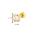 Gold plated screw back earring with double square cubic zirconia and size dimensions - Double Square Zircon (0180-6# Gold)