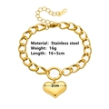 Détail du pendentif cœur en acier inoxydable doré avec spécifications et poinçon - Bracelet Coeur de Pêche Simple Couche (N510)
