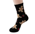 Close-up of black Christmas socks featuring gingerbread man and candy cane patterns - Size 35-40 / Gingerbread Man / Black