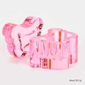 Pink gradient crystal nail art glass cup with lid in wavy diamond octagonal design - Butterfly Transparent Pink Crystal Cup