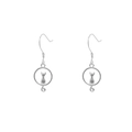 Pendientes de plata S925 con forma de luna y gato y diseño de silueta de gato mono - Platino