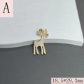 Detail of gold reindeer pendant with micro-pave crystals and pink gem, size 18.5x29.3mm - Gold Zirconia Reindeer (Style A)