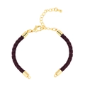 Handmade burgundy braided rope bracelet with golden lobster clasp and adjustable chain - Bracelet: 63