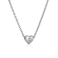 Silver stainless steel heart necklace featuring engraved letter D pendant on white backdrop - Steel Color Heart Letter D