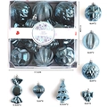 Set blu di Natale con trame metalliche lucide e varie forme festive in scatola - Blu Scuro