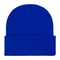 Classic royal blue knitted beanie with ribbed texture and cuff for outdoor warmth - One Size / Dark Blue