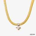 Gold-tone snake chain necklace with a radiant square zircon pendant in a minimalist style - Necklace / Gold Chain White Zirconia Necklace (KDD346)