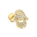 Gouden Hamsa hand piercing van 316L roestvrij staal met ingelegde heldere zirkonia's - Hamsa Hand / Goud