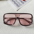 Classic men's driving sunglasses with stylish large square frames and pink tinted lenses - Clear Grey Pink Lens