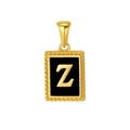 Golden pendant with letter Z in rectangular frame with black background and bead edge - Letter Z