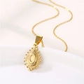 Collana malocchio in acciaio al titanio dorato con pendente a goccia su base ceramica - Oro