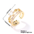 Adjustable double layer gold ring with heart cubic zirconia and weight detail - Heart Shape Double Layer
