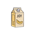 Bananenmilch-Emaille-Anstecker mit Joy-Schriftzug und gelbem Fruchtmuster auf Weiß - Banane JOY Stil(QHXZ3082)