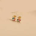 Exquisite 14K gold plated star earrings with colorful zircon stones in a floral design - Flower/Star Shape