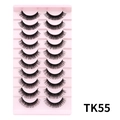 10 paar TK55 Russische volume kunstwimpers met natuurlijke DD-krul en dichte lagen - Dikke kruisstijl (TK55)