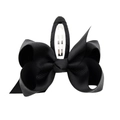 Classic black grosgrain ribbon bow hair clip with silver BB clip for girls and women - Black
