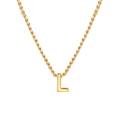 Gold plated stainless steel rope chain necklace featuring a capital letter L pendant - Letter L
