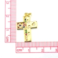 Ciondolo a croce albero della vita dorato con zirconi colorati, lunghezza circa 2,2 cm - #2 Croce