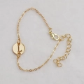Golden chain bracelet with round hollow letter L pendant and lobster clasp for women - Gold L