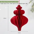 Three-layer red honeycomb paper lantern for Christmas decor, 20cm height and 13cm width - 20cm / Triple Layer Lantern / Red