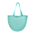 Mint green mesh beach bag with U-shape design and top snap button for kids' toys - Solid Color Small Handbag Green 32x23x8cm