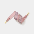 Pink paisley embroidered wide shoulder strap for handbags with gold metal hardware - Width 5cm Length 70cm / Pink with Gold Buckle