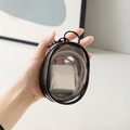 Transparent black PVC cosmetic organizer bag with side zipper for digital accessories - Black (Data Cable Storage Bag)