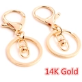 7cm golden 14K gold plated keychain with lobster clasp and 30mm flat key ring for DIY - 14K Gold