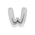 3D bubble letter W bracelet charm in polished silver finish with metallic gloss - Silver Letter-W