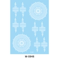 White henna mandala lace temporary tattoo sticker model W-0848 on blue background - Multi-Pattern Mandala Style (W-0848)
