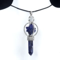 Lapis lazuli Merkaba hexagram pendant necklace with vintage silver metal finish - Lapis Lazuli