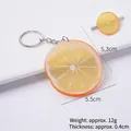 Yellow PVC artificial lemon slice keychain with 5.5x5.3cm realistic fruit segment - 5.5cm Small Orange Lemon Slice - Keychain
