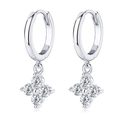 Eleganti orecchini a quadrifoglio in argento S925 con cristalli scintillanti - Stile Nappina Quadrifoglio / Argento