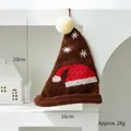 Brown knitted Christmas hat ornament with snowflake pattern and white pompom - Dark Coffee Christmas Hat
