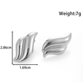 Pendientes de onda plateados en acero inoxidable con detalles de dimensiones y peso - Plateado/Onda