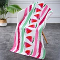 Quick-dry absorbent beach towel with vibrant watermelon pattern and pink hem - 70*150cm / Pink Watermelon